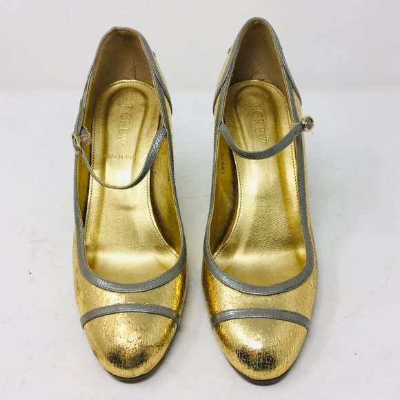 J crew Gold Mary Janes - Picture 2 of 8